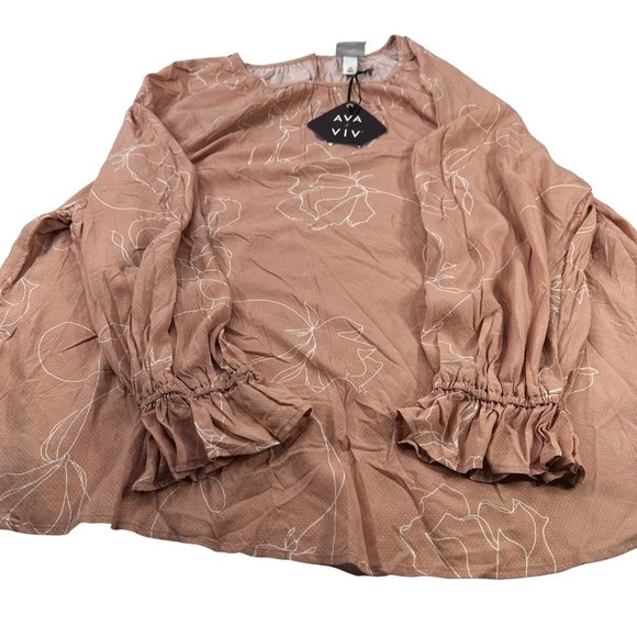 Ava And Viv Tops - Ava And Viv Women's Size 2X Blouse Long Sleeve Floral Print Pink New With Tags